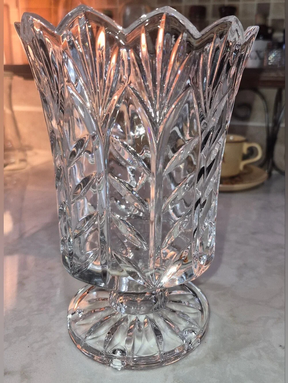 Vintage Fifth Avenue Portico 7.5-Inch Lead Crystal Hurricane Vase/Candle Holder